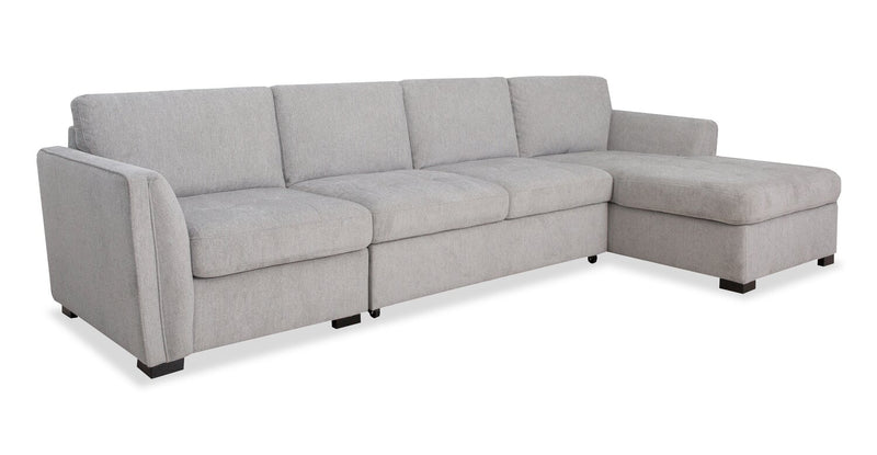 Sofa sectionnel de droite Vault 3 pièces avec causeuse-lit, fauteuil long de rangement et fauteuil de rangement - gris
