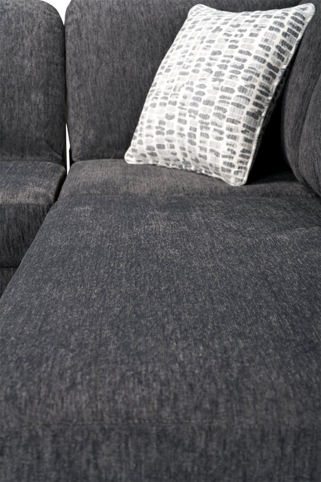 Sofa sectionnel de droite Morgan 2 pièces fabriqué au Canada en tissu de chenille avec sofa et coussins décoratifs - gris