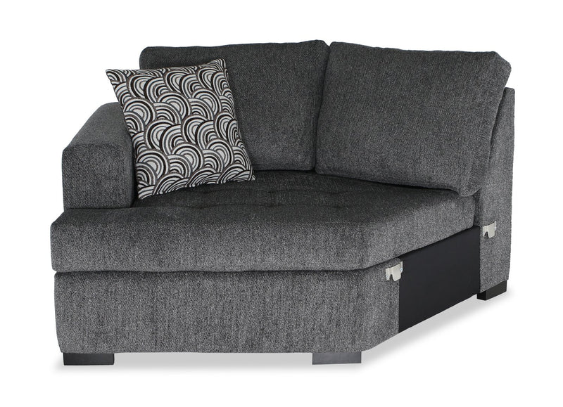 Sofa-lit sectionnel enveloppant de gauche Legend 2 pièces fabriqué au Canada en tissu de chenille - gris poivre