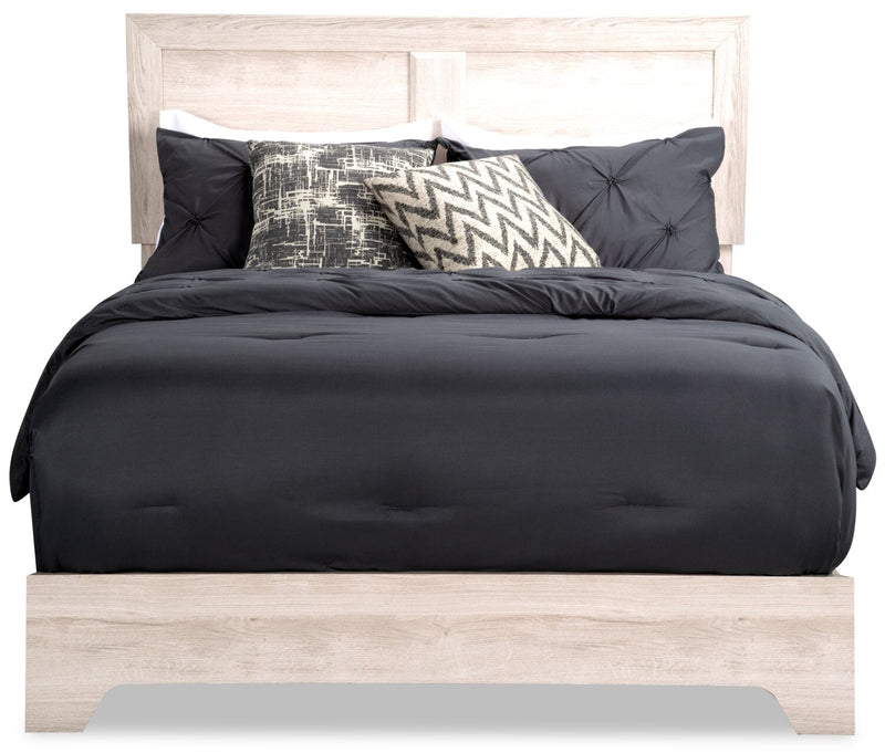 Lit à panneau Yorkdale fabriqué au Canada avec tête de lit et cadre de lit, blanc - format grand lit