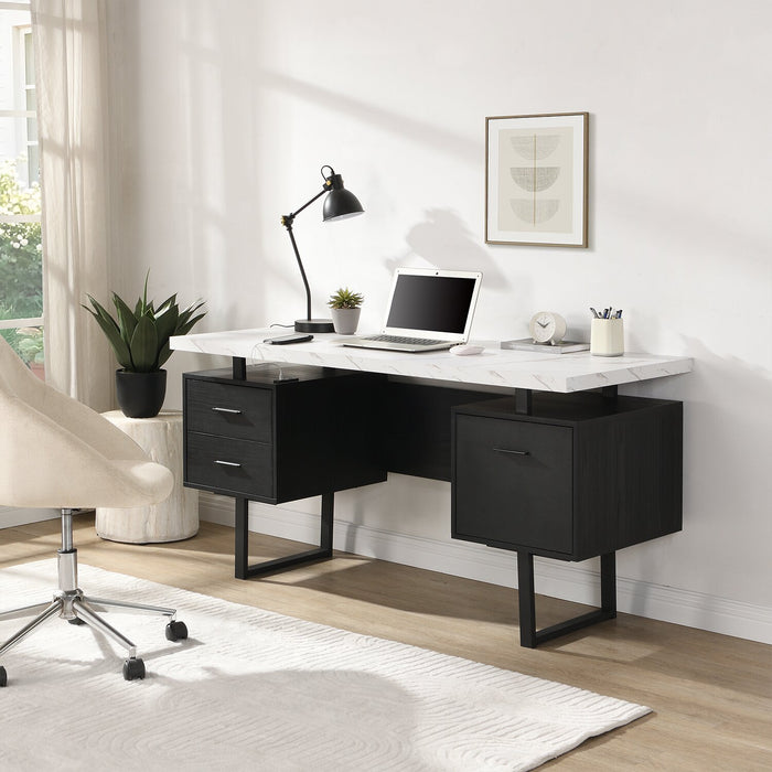 Bureau Winslow de 60 po à 3 tiroirs - noir