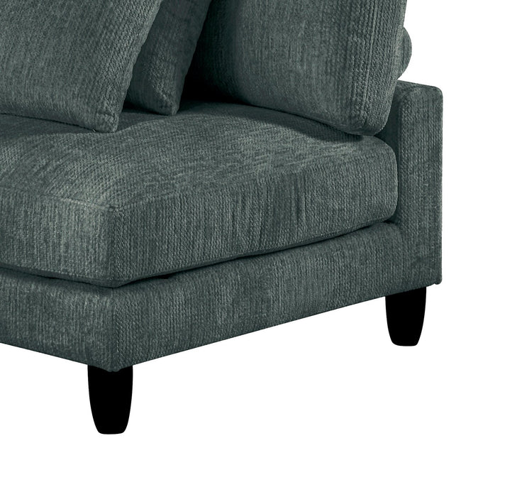 Sofa sectionnel modulaire Lounge 5 pièces en chenille avec pouf - gris