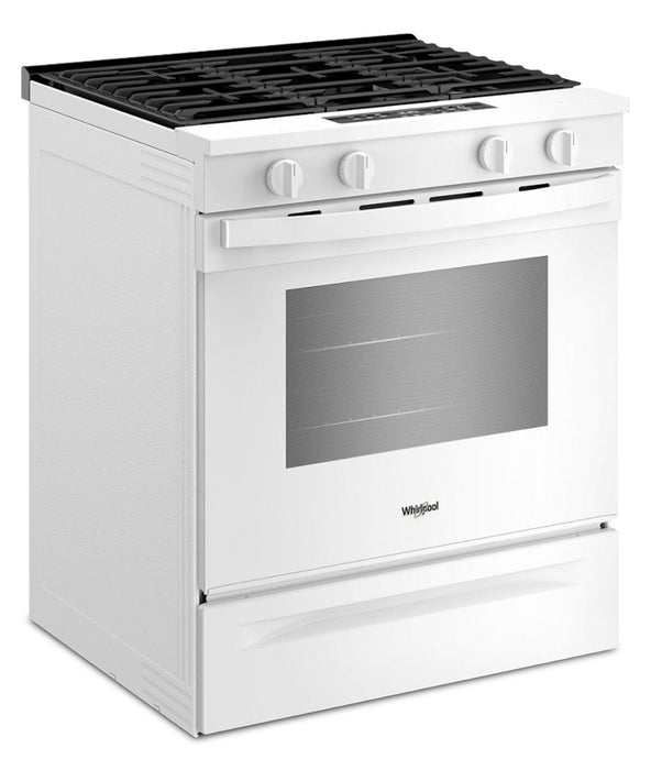 Cuisinière à gaz intelligente Whirlpool de 30 po, 5 pi³ – blanche – WSGS3330TW