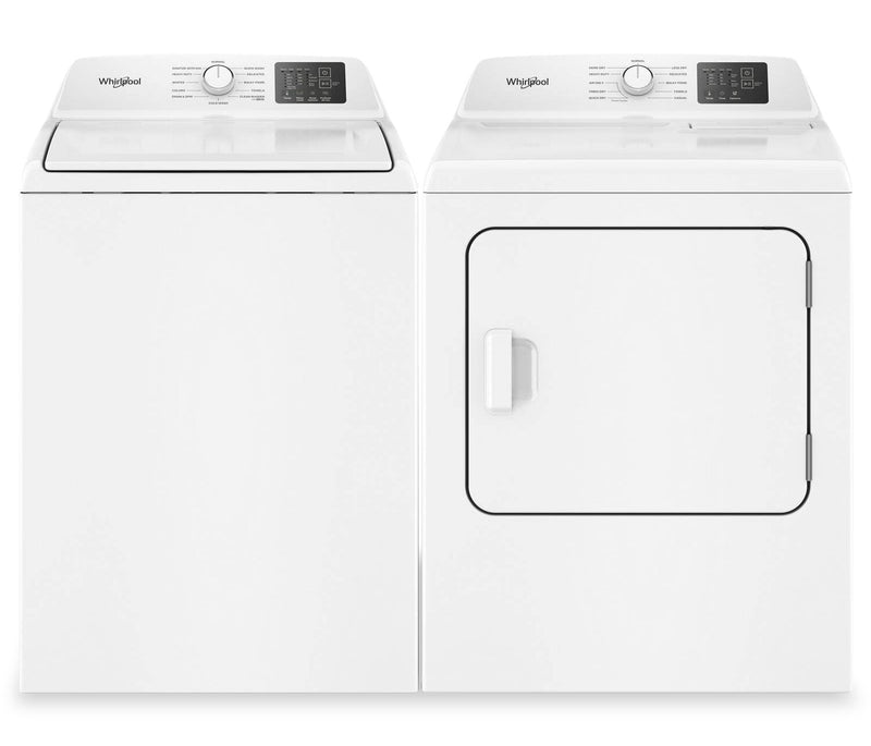 Laveuse à chargement par le haut de 4,5 pi3 avec turbine et sécheuse à gaz de 7,0 pi3 de Whirlpool - blanches
