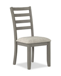 Chaise de salle à manger Cove avec siège rembourré en tissu et dossier en échelle - grise