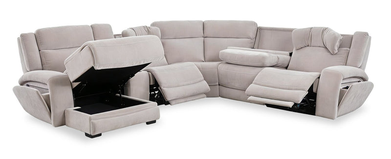 Sofa sectionnel de gauche à inclinaison électrique Legacy de Shaquille O’Neal Home 6 pièces avec confort Shaq-o-pedic - gris 