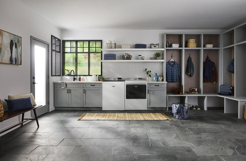 Laveuse intelligente à chargement par le haut de 6,0 pi³ et sécheuse électrique de 7,4 pi³ de Maytag - blanches 