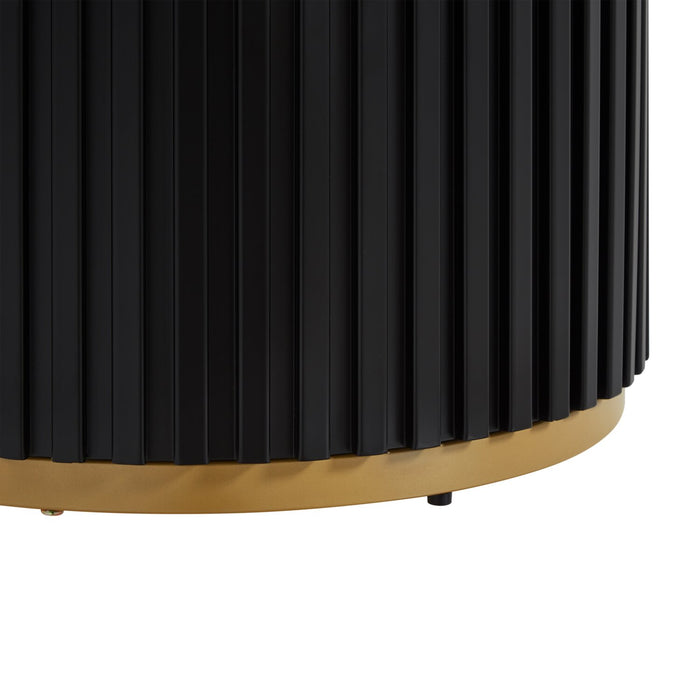 Table de bout ronde moderne Capri de Kort & Co. de 20 po avec dessus en pierre frittée blanche - noire et dorée