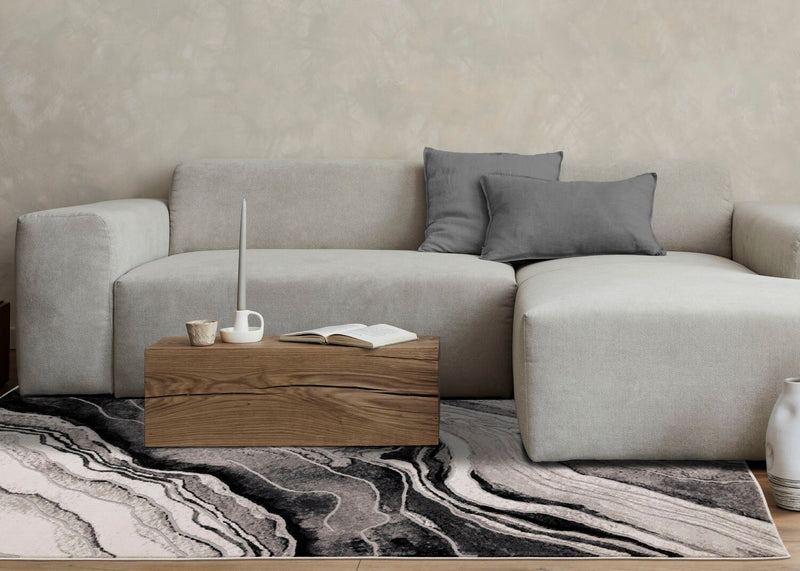 Carpette Plasma gris et noir - 5 pi 3 po x 7 pi 7 po