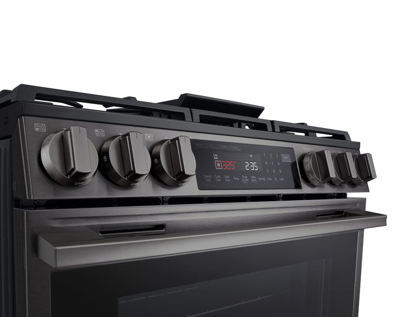 Cuisinière intelligente à gaz encastrée LG de 6,3 pi3 avec friture à air – acier inoxydable noir - LSGL6335Z