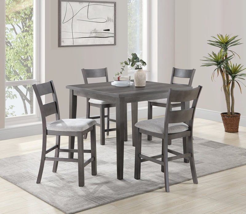 Ensemble de salle à manger Krew 5 pièces de hauteur comptoir avec table de 42 po (L) et 4 chaises - gris