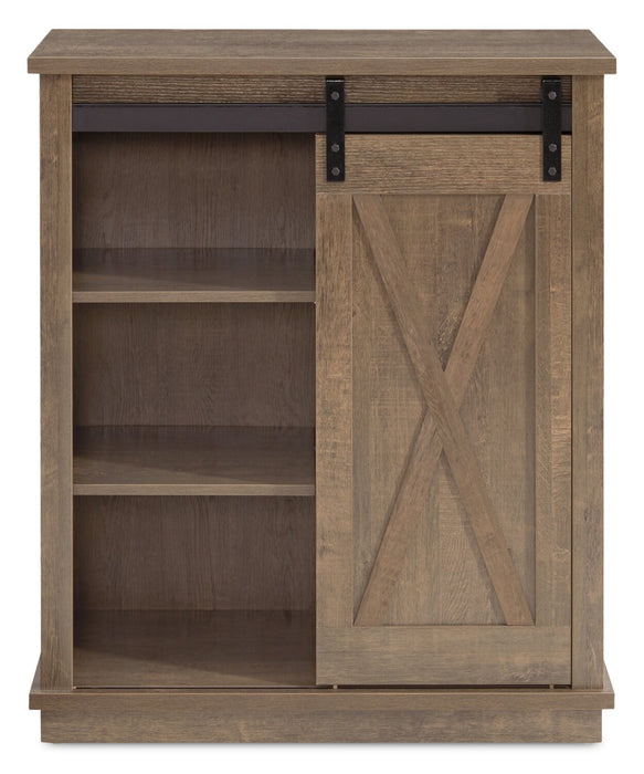 Armoire décorative Bristow de 31 po avec tablettes et porte de grange coulissante - chêne noyer
