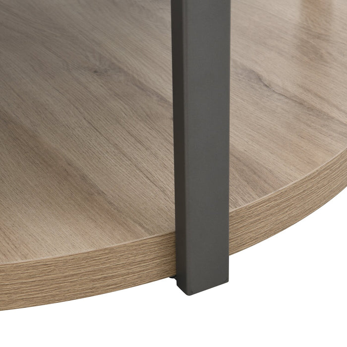 Table à café ronde Felicity de 36 po avec tablette et roulettes - grise