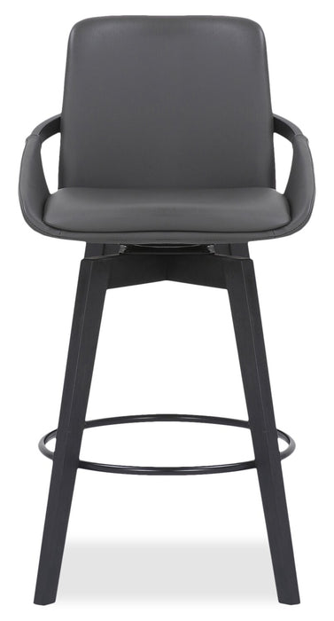 Tabouret Apex de hauteur comptoir en tissu de cuir végétalien et en métal avec siège pivotant - gris