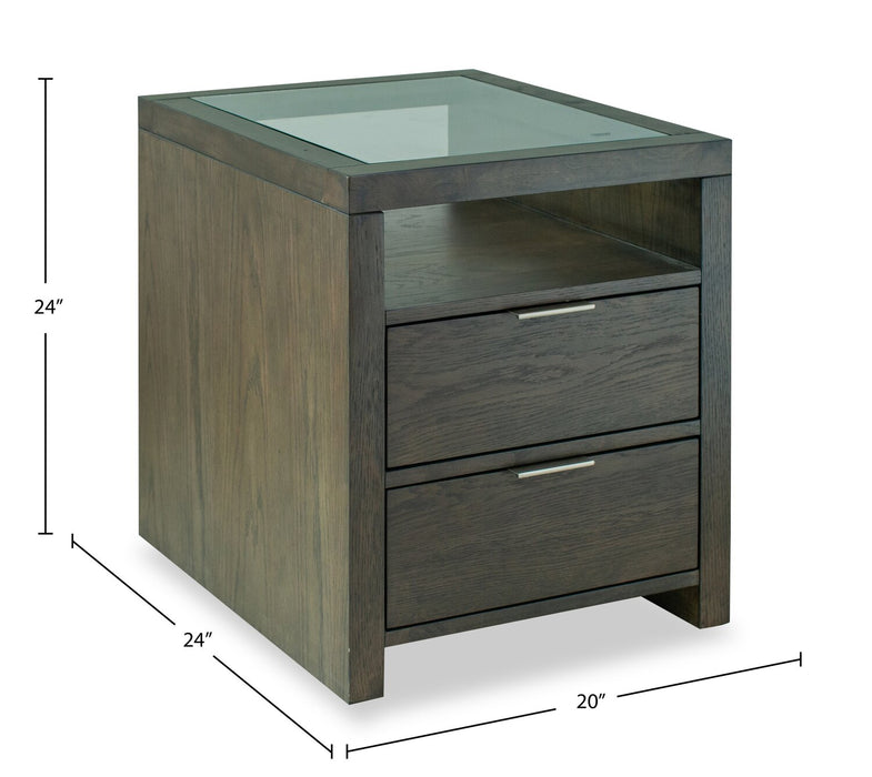 Table de bout moderne Hatfield de 20 po en bois massif - brun champêtre