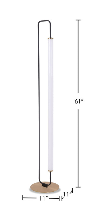 Lampe à pied à DEL Oxford de 61 po noir mat et laiton