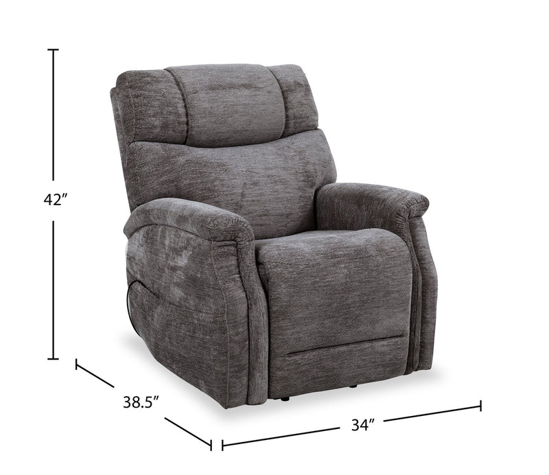 Fauteuil basculeur à inclinaison électrique Claire de 34 po en tissu de chenille - gris granite 