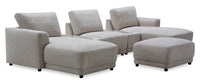 Sofa sectionnel modulaire de gauche Voyage 6 pièces en tissu avec console et pouf - taupe
