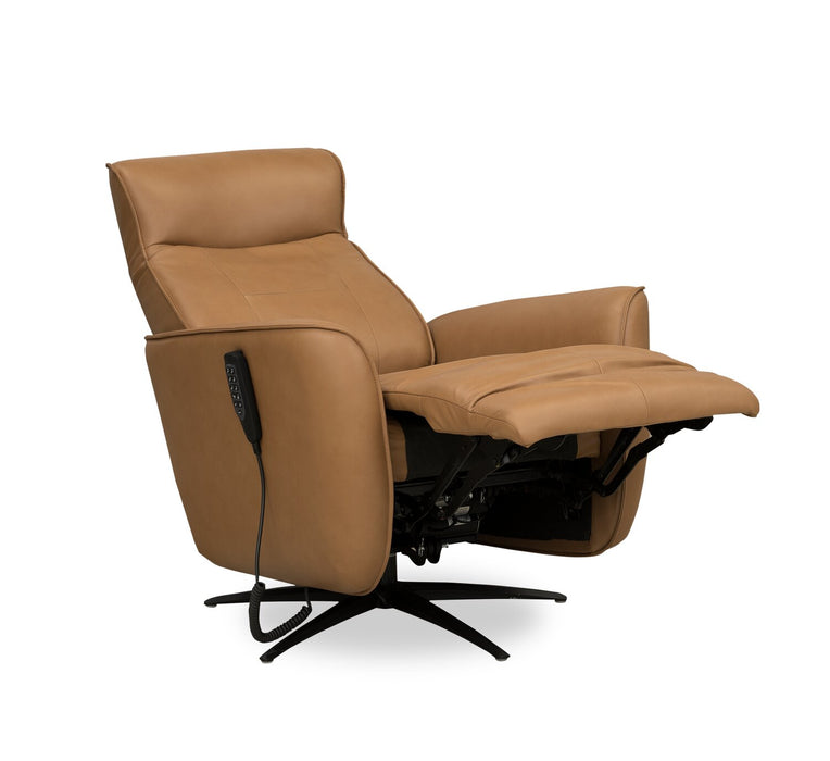 Fauteuil de massage à inclinaison électrique Serene de 31 po en cuir véritable avec appuie-tête électrique et siège chauffant - tan