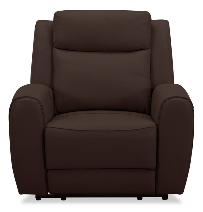 Fauteuil à inclinaison électrique Reign de 41,25 po en cuir véritable de qualité supérieure avec port USB - brun chocolat Silverado