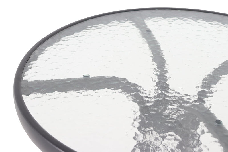 Table bistro Paris pour la terrasse à l’extérieur - dessus de table rond en verre, armature en acier doté d’un revêtement en poudre - noire