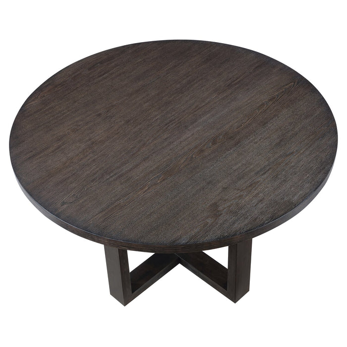 Table de salle à manger ronde Zelda de 52 po (L) avec base piédestal - brun espresso