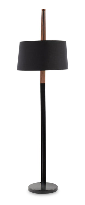 Lampe à pied moderne du milieu du 20e siècle Sybil de 18 po avec base en marbre - noyer noir