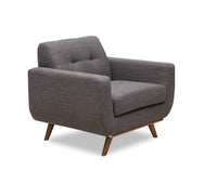  Fauteuil Freeman Kort & Co. de 37 po en tissu d’apparence lin avec pattes en bois et coussin de dossier capitonné - gris anthracite