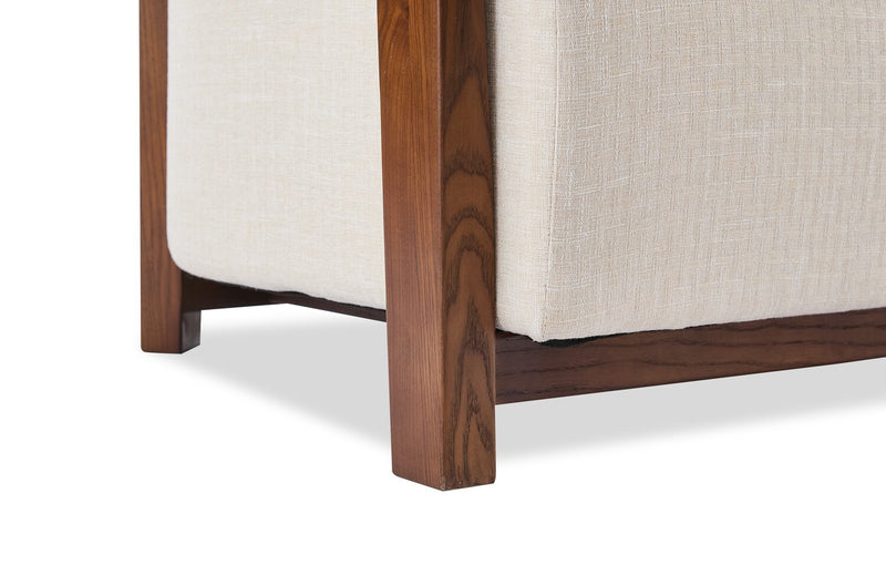 Fauteuil d’appoint Amor 28,54 po en tissu avec accoudoirs et pattes en bois - taupe