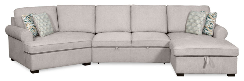 Sofa-lit sectionnel enveloppant de gauche Haven de Scott Living 3 pièces en tissu de chenille avec rangement - gris