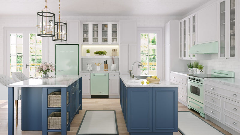 Lave-vaisselle Classic Rétro par Unique de 24 po et de 45 dBA avec commandes sur le dessus - vert menthe estival - UGP-24CR DW LG