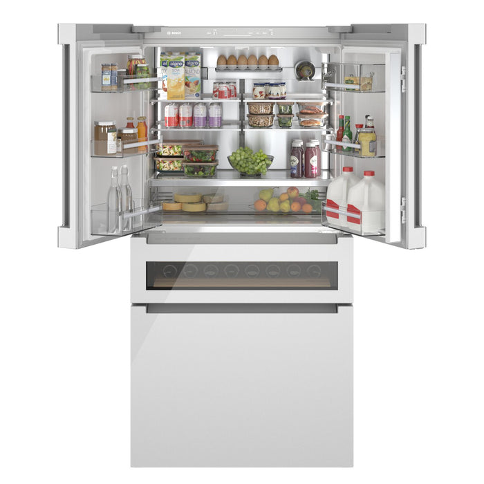 Réfrigérateur intelligent Bosch série 800 de 36 po et de 20,5 pi3 de profondeur comptoir à portes françaises - B36CL81ENW 
