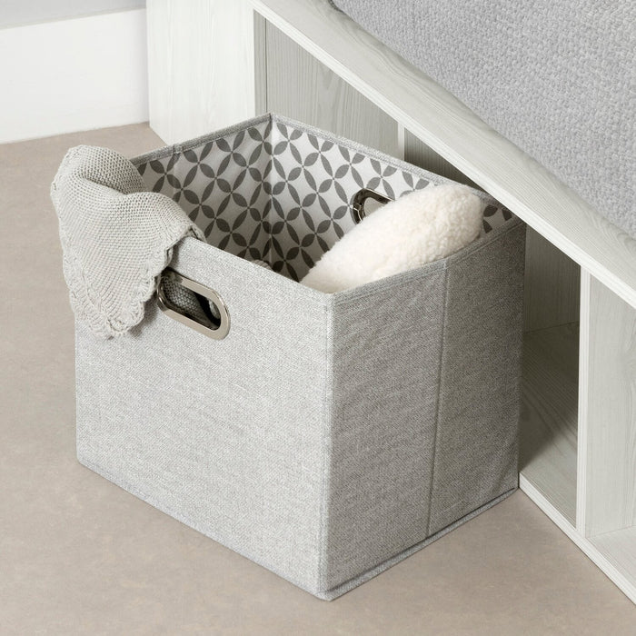 Lit plateforme Everley avec rangement et paniers intégrés, blanc - format lit simple