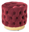 Pouf rond Adell de 17 po en tissu avec base dorée - rouge