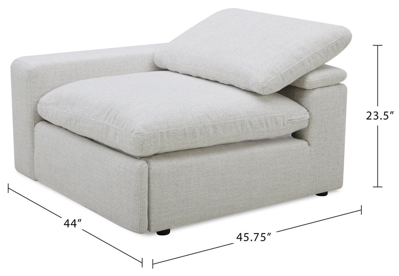 Fauteuil de gauche à inclinaison électrique modulaire Sky de 45,75 po en tissu avec coussins en duvet et plumes - blé Nathan