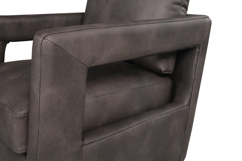 Fauteuil d’appoint pivotant Ever de 28 po en tissu d’apparence cuir - brun foncé 