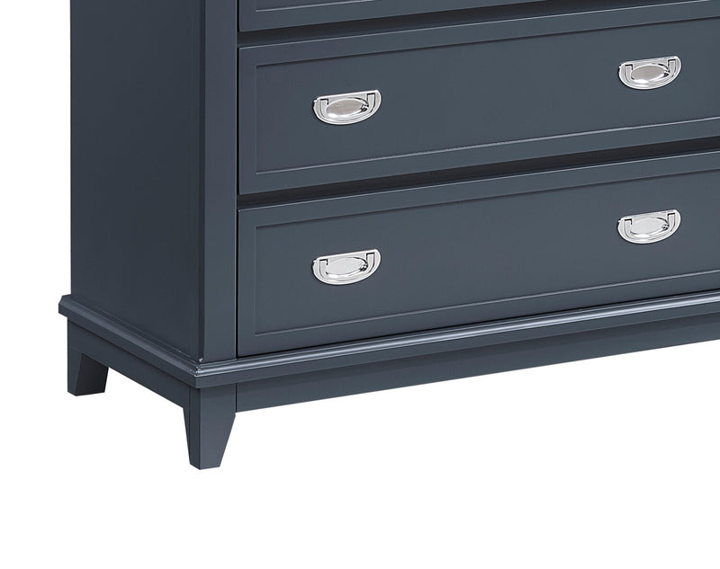 Commode verticale de chambre à coucher Quinn de 36,5 po (L) x 48,5 po (H) à 5 tiroirs - bleue