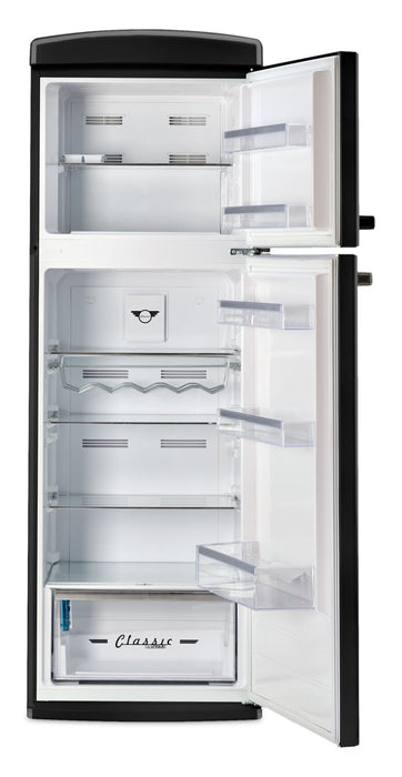 Réfrigérateur Classic Rétro d’Unique de 24 po et de 11 pi3 à congélateur supérieur - noir minuit - UNQ-310L B TM