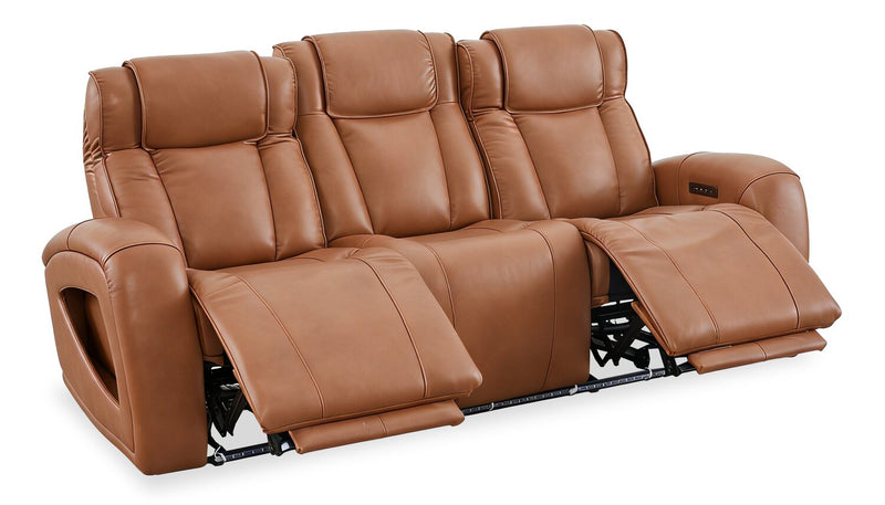 Sofa à inclinaison électrique Titan de Shaquille O’Neal Home de 92 po en cuir véritable avec confort Shaq-o-pedic -  terre