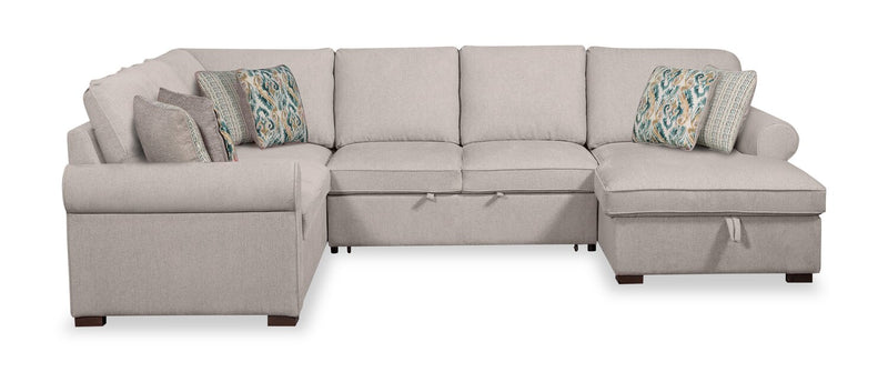 Sofa-lit sectionnel de droite Haven de Scott Living 4 pièces en tissu de chenille avec fauteuil long de rangement - gris