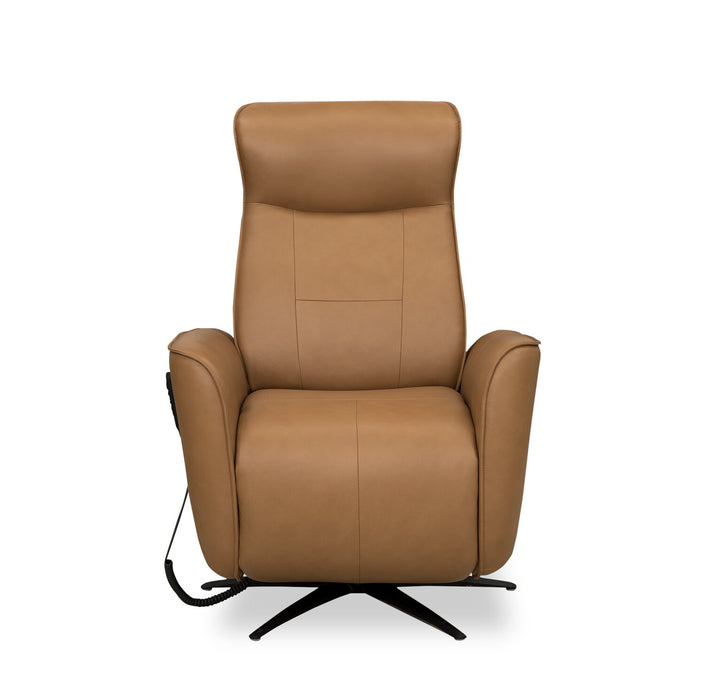Fauteuil de massage à inclinaison électrique Serene de 31 po en cuir véritable avec appuie-tête électrique et siège chauffant - tan