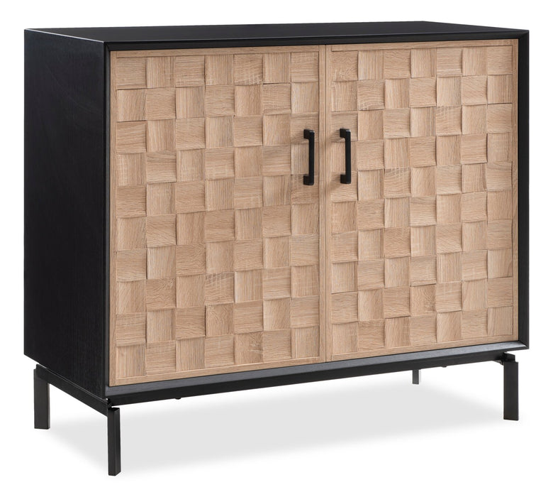 Armoire décorative Alenna de 36 po à 2 portes - noire avec portes blanc vieilli