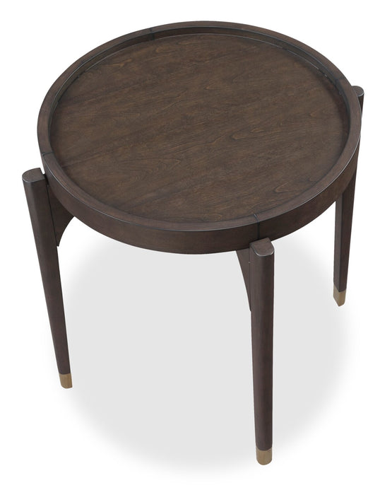 Table de bout ronde moderne Neeva de 24 po - bouleau brun foncé