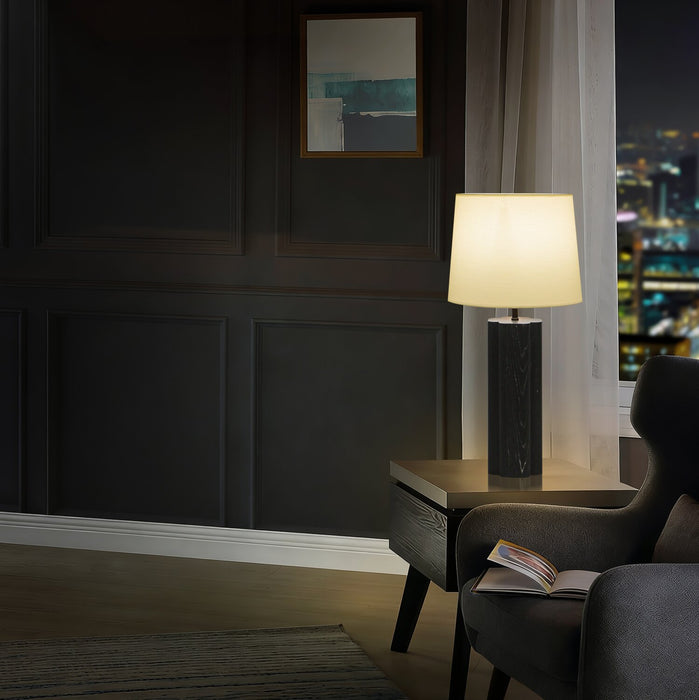 Lampe de table Nash de 28,7 po avec abat-jour en lin - chêne noir 