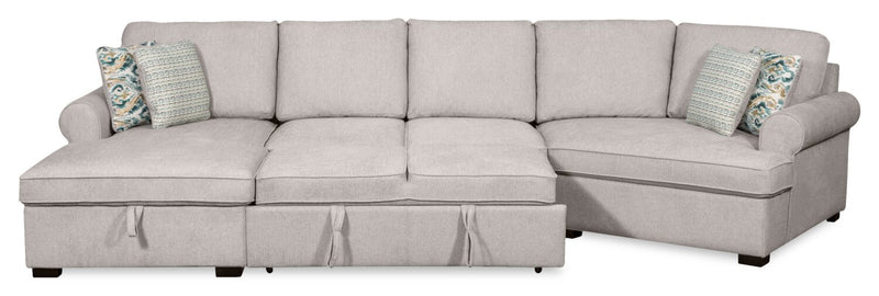 Sofa-lit sectionnel enveloppant de droite Haven de Scott Living 3 pièces en tissu de chenille avec rangement - gris