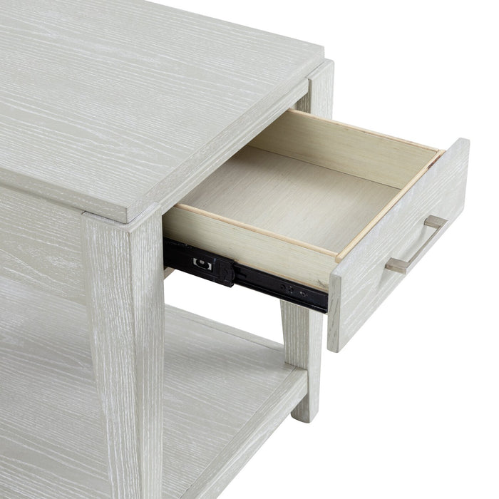 Table de fauteuil Vida de 19 po en bois massif avec rangement, tablette, éclairage et ports USB - sable