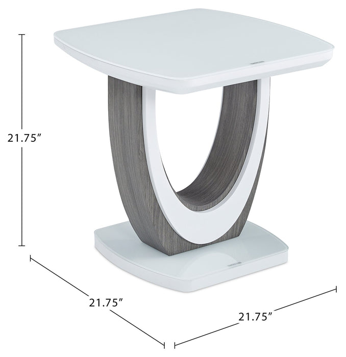 Table de bout moderne Brimley de 21,75 po - blanche et grise