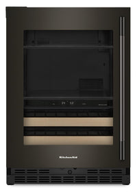  Refroidisseur à boissons KitchenAid de 24 po avec grilles à devant en bois - minerai noir - KUBL524SBE