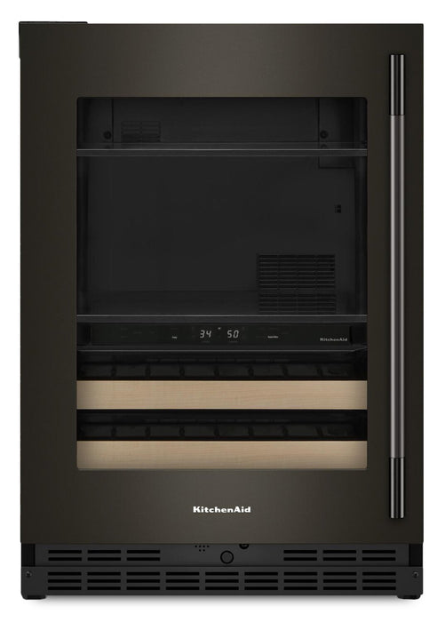 Refroidisseur à boissons KitchenAid de 24 po avec grilles à devant en bois - minerai noir - KUBL524SBE