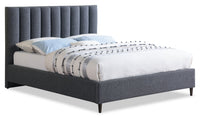  Lit plateforme rembourré Rain de Kort & Co. en tissu anthracite capitonné - format lit double